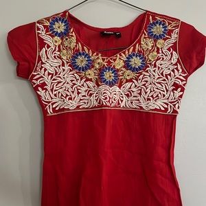Simple red Indian top with minimal design